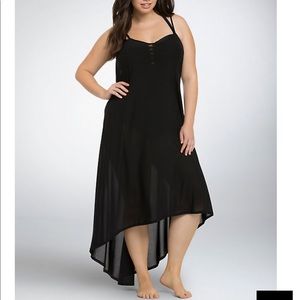 Torrid Black Sheer Bathing Suit High-Low Cover Up Dress BNWOT